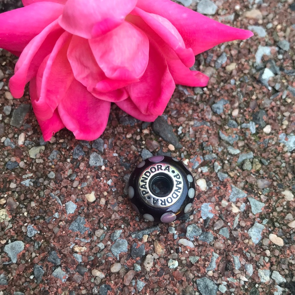 Pandora Retired Murano Glass Bead, Purple Bubbles